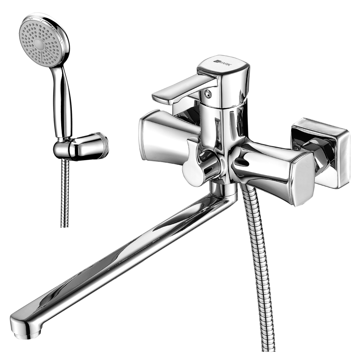 Смеситель для ванны LEMARK Evitta LM0551C с длинным изливом, лейка, шланг