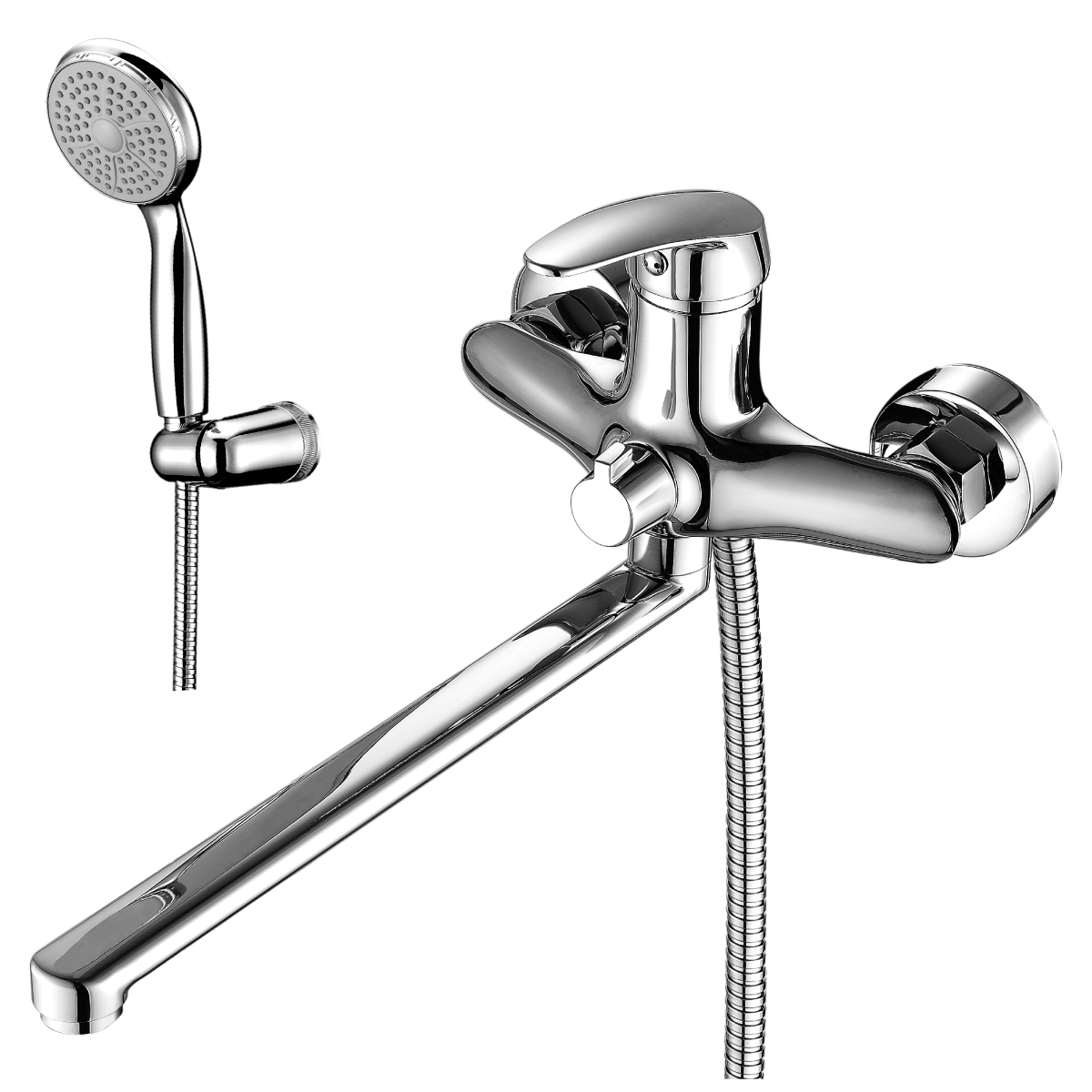 Смеситель для ванны LEMARK Linara LM0451C с длинным изливом, лейка, шланг